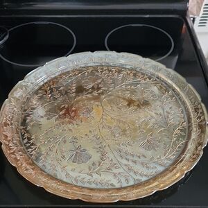 Vintage Floragold Jeanette Glass Platter